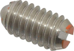 Vlier - 5/16-18, 0.156" Ball Diam, 0.578" Body Length, 0.04" Max Ball Reach, Threaded Ball Plunger - Stainless Steel Body, Stainless Steel Ball, 6 Lb Initial End Force, 17 Lb Final End Force - Apex Tool & Supply