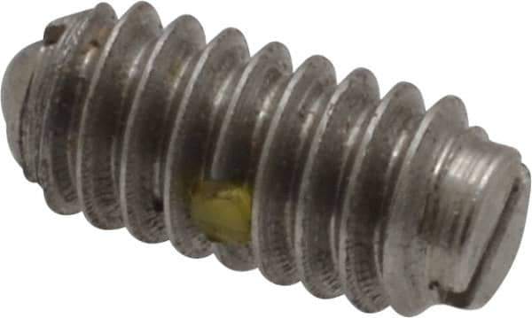 Vlier - 1/4-20, 0.125" Ball Diam, 0.531" Body Length, 0.035" Max Ball Reach, Threaded Ball Plunger - Stainless Steel Body, Stainless Steel Ball, 2 Lb Initial End Force, 4 Lb Final End Force, Locking Element - Apex Tool & Supply
