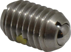 Vlier - 1/2-13, 0.281" Ball Diam, 0.75" Body Length, 0.072" Max Ball Reach, Threaded Ball Plunger - Stainless Steel Body, Stainless Steel Ball, 3 Lb Initial End Force, 6 Lb Final End Force, Locking Element - Apex Tool & Supply