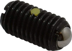 Vlier - M12x1.75, 8mm Ball Diam, 22mm Body Length, 2.5mm Max Ball Reach, Threaded Ball Plunger - Steel Body, Steel Ball, 6.75 Lb Initial End Force, 12.36 Lb Final End Force, Locking Element - Apex Tool & Supply