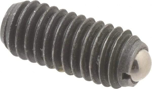 Vlier - M6x1.0, 3.5mm Ball Diam, 14mm Body Length, 1mm Max Ball Reach, Threaded Ball Plunger - Steel Body, Steel Ball, 2.02 Lb Initial End Force, 2.92 Lb Final End Force, Locking Element - Apex Tool & Supply