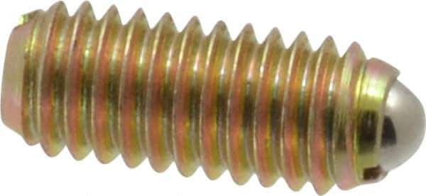 Vlier - M6x1.0, 3.5mm Ball Diam, 14mm Body Length, 1mm Max Ball Reach, Threaded Ball Plunger - Steel Body, Steel Ball, 6.29 Lb Initial End Force, 9 Lb Final End Force - Apex Tool & Supply