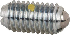 Vlier - M10x1.5, 6mm Ball Diam, 19mm Body Length, 2mm Max Ball Reach, Threaded Ball Plunger - Steel Body, Steel Ball, 1.8 Lb Initial End Force, 3.37 Lb Final End Force, Locking Element - Apex Tool & Supply