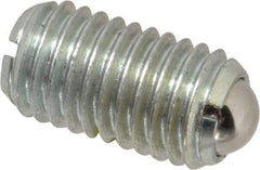 Vlier - M12x1.75, 8mm Ball Diam, 22mm Body Length, 2.5mm Max Ball Reach, Threaded Ball Plunger - Steel Body, Steel Ball, 2.25 Lb Initial End Force, 4.5 Lb Final End Force, Locking Element - Apex Tool & Supply