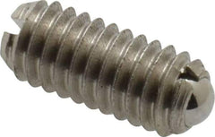 Vlier - M4x0.7, 2.5mm Ball Diam, 9mm Body Length, 0.8mm Max Ball Reach, Threaded Ball Plunger - Stainless Steel Body, Stainless Steel Ball, 0.9 Lb Initial End Force, 2.25 Lb Final End Force - Apex Tool & Supply