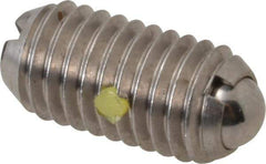 Vlier - M8x1.25, 5mm Ball Diam, 16mm Body Length, 1.5mm Max Ball Reach, Threaded Ball Plunger - Stainless Steel Body, Stainless Steel Ball, 3.37 Lb Initial End Force, 6.75 Lb Final End Force, Locking Element - Apex Tool & Supply