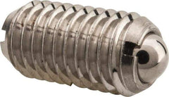 Vlier - M10x1.5, 6mm Ball Diam, 19mm Body Length, 2mm Max Ball Reach, Threaded Ball Plunger - Stainless Steel Body, Stainless Steel Ball, 13.49 Lb Initial End Force, 20.23 Lb Final End Force, Locking Element - Apex Tool & Supply