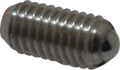 Vlier - M8x1.25, 5mm Ball Diam, 16mm Body Length, 1.5mm Max Ball Reach, Threaded Ball Plunger - Stainless Steel Body, Stainless Steel Ball, 9 Lb Initial End Force, 13.49 Lb Final End Force - Apex Tool & Supply