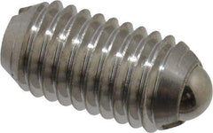 Vlier - M10x1.5, 6mm Ball Diam, 19mm Body Length, 2mm Max Ball Reach, Threaded Ball Plunger - Stainless Steel Body, Stainless Steel Ball, 1.8 Lb Initial End Force, 3.37 Lb Final End Force - Apex Tool & Supply