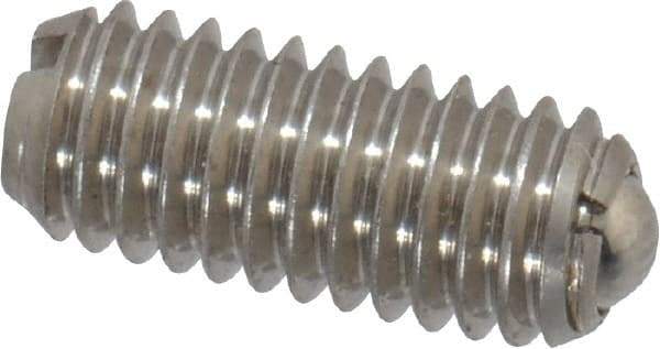 Vlier - M6x1.0, 3.5mm Ball Diam, 14mm Body Length, 1mm Max Ball Reach, Threaded Ball Plunger - Stainless Steel Body, Stainless Steel Ball, 0.45 Lb Initial End Force, 1.35 Lb Final End Force - Apex Tool & Supply