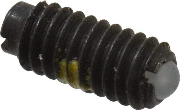 Vlier - 6-40, 0.078" Ball Diam, 0.312" Body Length, 0.023" Max Ball Reach, Threaded Ball Plunger - Steel Body, Nylon Ball, 0.5 Lb Initial End Force, 1 Lb Final End Force, Locking Element - Apex Tool & Supply