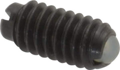 Vlier - 8-32, 0.094" Ball Diam, 0.344" Body Length, 0.025" Max Ball Reach, Threaded Ball Plunger - Steel Body, Nylon Ball, 0.5 Lb Initial End Force, 1.25 Lb Final End Force - Apex Tool & Supply