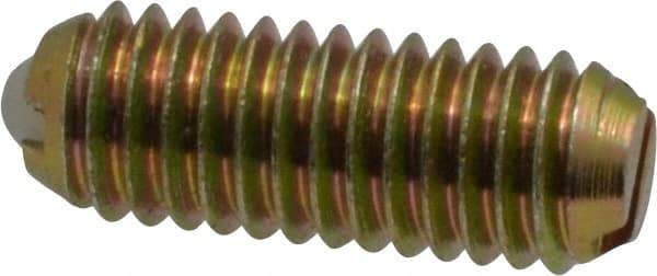 Vlier - 10-32, 0.094" Ball Diam, 0.513" Body Length, 0.025" Max Ball Reach, Threaded Ball Plunger - Steel Body, Nylon Ball, 2 Lb Initial End Force, 5 Lb Final End Force - Apex Tool & Supply
