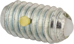 Vlier - 5/16-18, 0.156" Ball Diam, 0.578" Body Length, 0.04" Max Ball Reach, Threaded Ball Plunger - Steel Body, Nylon Ball, 2 Lb Initial End Force, 4.25 Lb Final End Force, Locking Element - Apex Tool & Supply