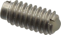 Vlier - 8-32, 0.094" Ball Diam, 0.344" Body Length, 0.025" Max Ball Reach, Threaded Ball Plunger - Stainless Steel Body, Nylon Ball, 0.5 Lb Initial End Force, 1.25 Lb Final End Force - Apex Tool & Supply