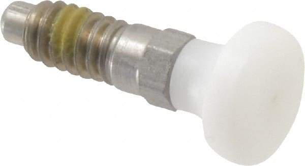 Vlier - 1/4-20, 0.16" Max Plunger Diam, 0.12 Lb Init to 0.36 Lb Final End Force, Knob Handle Plunger - Delrin Knob, 0.63" Body Length, 1/2" Length Under Head/Shoulder, 0.13" Plunger Projection - Apex Tool & Supply