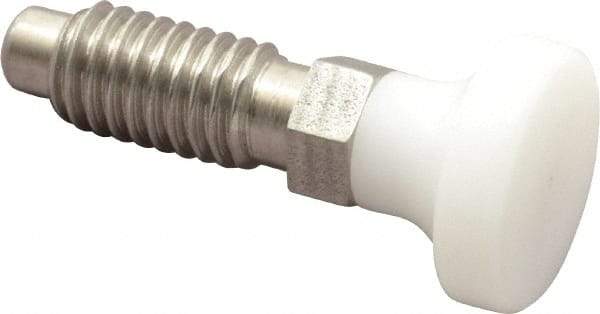 Vlier - 3/8-16, 1/4" Max Plunger Diam, 0.25 Lb Init to 2 Lb Final End Force, Knob Handle Plunger - Delrin Knob, 0.94" Body Length, 3/4" Length Under Head/Shoulder, 0.18" Plunger Projection - Apex Tool & Supply