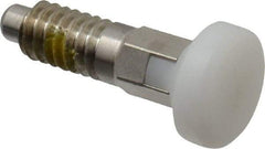 Vlier - 1/4-20, 0.16" Max Plunger Diam, 0.12 Lb Init to 0.36 Lb Final End Force, Locking Knob Handle Plunger - Delrin Knob, 0.63" Body Length, 1/2" Length Under Head/Shoulder, 0.13" Plunger Projection - Apex Tool & Supply
