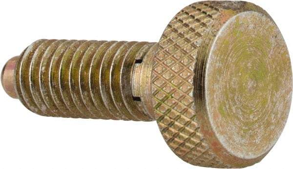 Vlier - M6x1.0, 0.512" Thread Length, 0.118" Max Plunger Diam, 1 Lb Init to 4 Lb Final End Force, Knob Handle Plunger - Knurled Knob, 0.63" Body Length, 0.512" Length Under Head/Shoulder, 0.118" Plunger Projection - Apex Tool & Supply