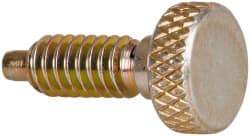 Vlier - 1/4-20, 1/2" Thread Length, 0.123" Max Plunger Diam, 1 Lb Init to 4 Lb Final End Force, Knob Handle Plunger - Knurled Knob, 0.79" Body Length, 1/2" Length Under Head/Shoulder, 1/8" Plunger Projection - Apex Tool & Supply