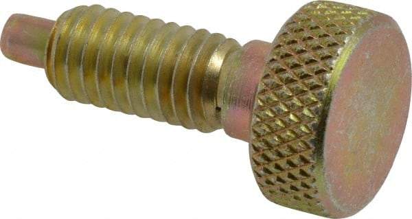 Vlier - 3/8-16, 3/4" Thread Length, 0.185" Max Plunger Diam, 1 Lb Init to 8 Lb Final End Force, Knob Handle Plunger - Knurled Knob, 0.94" Body Length, 3/4" Length Under Head/Shoulder, 0.218" Plunger Projection - Apex Tool & Supply