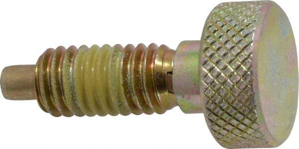Vlier - 3/8-16, 3/4" Thread Length, 0.185" Max Plunger Diam, 1 Lb Init to 8 Lb Final End Force, Knob Handle Plunger - Knurled Knob, 0.94" Body Length, 3/4" Length Under Head/Shoulder, 0.218" Plunger Projection - Apex Tool & Supply