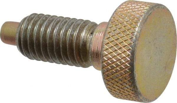 Vlier - 1/2-13, 7/8" Thread Length, 1/4" Max Plunger Diam, 1 Lb Init to 10 Lb Final End Force, Knob Handle Plunger - Knurled Knob, 1.13" Body Length, 7/8" Length Under Head/Shoulder, 1/4" Plunger Projection - Apex Tool & Supply