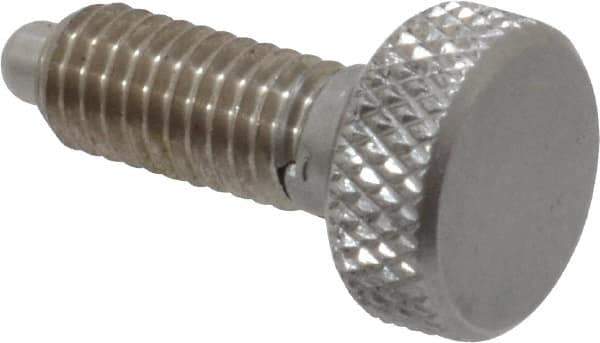 Vlier - 10-32, 0.4" Thread Length, 0.104" Max Plunger Diam, 0.5 Lb Init to 3 Lb Final End Force, Knob Handle Plunger - Knurled Knob, 0.46" Body Length, 0.4" Length Under Head/Shoulder, 3/32" Plunger Projection - Apex Tool & Supply