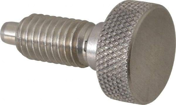 Vlier - 1/2-13, 7/8" Thread Length, 1/4" Max Plunger Diam, 1 Lb Init to 10 Lb Final End Force, Knob Handle Plunger - Knurled Knob, 1.13" Body Length, 7/8" Length Under Head/Shoulder, 1/4" Plunger Projection - Apex Tool & Supply