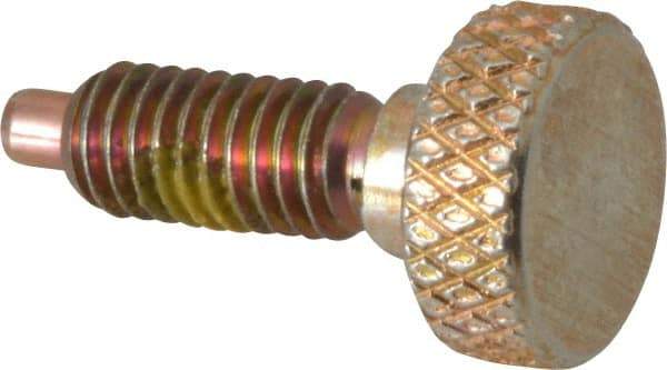 Vlier - M6x1.0, 0.512" Thread Length, 0.118" Max Plunger Diam, 1 Lb Init to 4 Lb Final End Force, Knob Handle Plunger - Knurled Knob, 0.63" Body Length, 0.512" Length Under Head/Shoulder, 0.118" Plunger Projection - Apex Tool & Supply