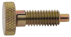 Vlier - M6x1.0, 0.4" Thread Length, 0.12" Max Plunger Diam, 0.5 Lb Init to 2 Lb Final End Force, Locking Knob Handle Plunger - Knurled Knob, 10mm Body Length, 0.53" Length Under Head/Shoulder, 0.13" Plunger Projection - Apex Tool & Supply