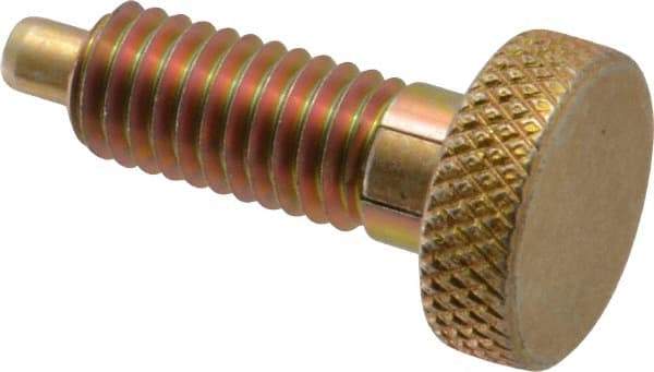 Vlier - 3/8-16, 3/4" Thread Length, 0.185 to 0.186" Max Plunger Diam, 0.5 Lb Init to 3 Lb Final End Force, Locking Knob Handle Plunger - Knurled Knob, 0.97" Length Under Head/Shoulder, 0.22" Plunger Projection - Apex Tool & Supply