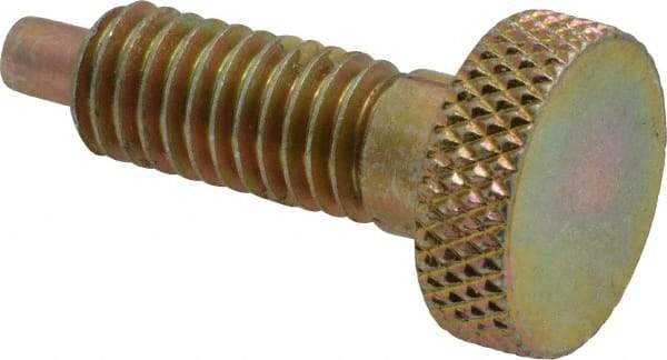 Vlier - 3/8-16, 3/4" Thread Length, 0.185 to 0.186" Max Plunger Diam, 0.5 Lb Init to 3 Lb Final End Force, Locking Knob Handle Plunger - Knurled Knob, 0.97" Length Under Head/Shoulder, 0.22" Plunger Projection - Apex Tool & Supply