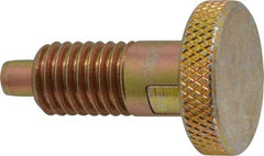 Vlier - 1/2-13, 0.65" Thread Length, 1/4 to 1/4" Max Plunger Diam, 0.5 Lb Init to 4 Lb Final End Force, Locking Knob Handle Plunger - Knurled Knob, 0.9" Length Under Head/Shoulder, 1/4" Plunger Projection - Apex Tool & Supply