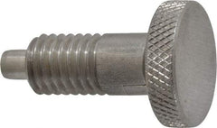 Vlier - 1/2-13, 0.65" Thread Length, 1/4 to 1/4" Max Plunger Diam, 0.5 Lb Init to 4 Lb Final End Force, Locking Knob Handle Plunger - Knurled Knob, 0.9" Length Under Head/Shoulder, 1/4" Plunger Projection - Apex Tool & Supply