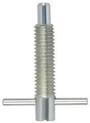 Vlier - M6x1.0 Thread, 1" Body Length, 1/4" Plunger Projection, 0.16" Plunger Diam, Steel, Locking T Handle Plunger - 0.8" Thread Length, 1.1" Handle Length, 1.1" Plunger Length, 1 Lb Initial End Force, 2-1/2 Lb Final End Force, Locking Element - Apex Tool & Supply