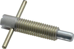 Vlier - 1/2-13 Thread, 2-1/2" Body Length, 1/2" Plunger Projection, 5/16" Plunger Diam, Steel, Locking T Handle Plunger - 1.4" Thread Length, 2" Handle Length, 2" Plunger Length, 2-1/2 Lb Initial End Force, 5 Lb Final End Force, Locking Element - Apex Tool & Supply