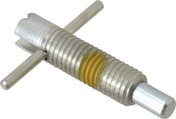 Vlier - 5/8-11 Thread, 2-1/2" Body Length, 5/8" Plunger Projection, 3/8" Plunger Diam, Steel, Locking T Handle Plunger - 1.7" Thread Length, 2-1/2" Handle Length, 2.38" Plunger Length, 2-1/2 Lb Initial End Force, 5 Lb Final End Force, Locking Element - Apex Tool & Supply