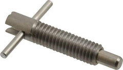 Vlier - 3/8-16 Thread, 2" Body Length, 3/8" Plunger Projection, 0.233" Plunger Diam, Stainless Steel, Locking T Handle Plunger - 1.2" Thread Length, 1-1/2" Handle Length, 1.68" Plunger Length, 2 Lb Initial End Force, 4 Lb Final End Force, - Apex Tool & Supply