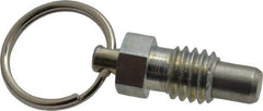 Vlier - 3/8-16, 0.31" Thread Length, 1/4" Plunger Diam, 0.28" Plunger Projection, 0.75 Lb Init to 3 Lb Final End Force, Steel Pull Ring Plunger - 0.44" Len Under Head, 0.63" Body Len, 3/4" Ring Diam, 0.82" Plunger Len, 0.38" Hex, 0.19" Head Height - Apex Tool & Supply