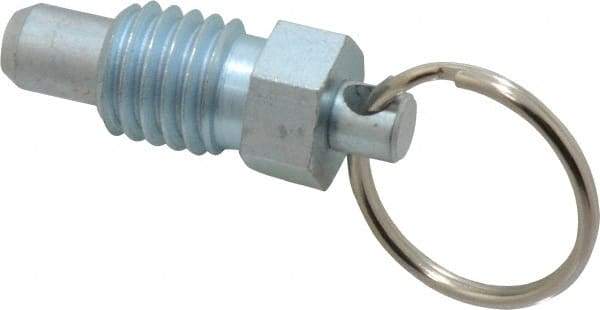 Vlier - 1/2-13, 0.43" Thread Length, 0.31" Plunger Diam, 0.38" Plunger Projection, 1 Lb Init to 4 Lb Final End Force, Steel Pull Ring Plunger - 0.56" Len Under Head, 0.81" Body Len, 1" Ring Diam, 1.06" Plunger Len, 1/2" Hex, 1/4" Head Height - Apex Tool & Supply