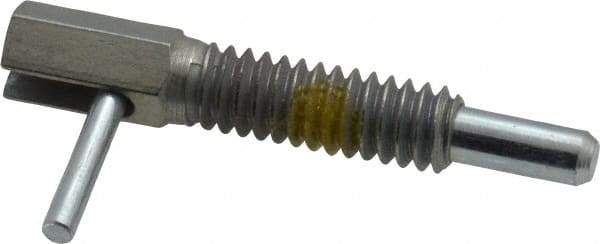 Vlier - 1/4-20, 0.8" Thread Length, 0.16" Plunger Diam, 0.5 Lb Init to 2.5 Lb Final End Force, Steel Locking L Handle Plunger - 1-1/4" Body Length, 0.8" Length Under Head, Locking Element, 0.38" Plunger Projection - Apex Tool & Supply