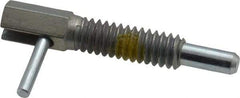 Vlier - 1/4-20, 0.8" Thread Length, 0.16" Plunger Diam, 0.5 Lb Init to 2.5 Lb Final End Force, Steel Locking L Handle Plunger - 1-1/4" Body Length, 0.8" Length Under Head, Locking Element, 0.38" Plunger Projection - Apex Tool & Supply