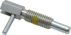 Vlier - 1/2-13, 1.1" Thread Length, 0.31" Plunger Diam, 1 Lb Init to 5 Lb Final End Force, Steel Locking L Handle Plunger - 2.11" Body Length, 1-1/4" Length Under Head, Locking Element, 3/4" Plunger Projection - Apex Tool & Supply