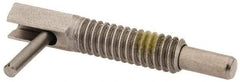 Vlier - 1/4-20, 0.8" Thread Length, 0.16" Plunger Diam, 0.5 Lb Init to 2.5 Lb Final End Force, Stainless Steel Locking L Handle Plunger - 1-1/4" Body Length, 0.8" Length Under Head, Locking Element, 0.38" Plunger Projection - Apex Tool & Supply