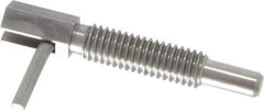 Vlier - 3/8-16, 1.18" Thread Length, 1/4" Plunger Diam, 0.75 Lb Init to 3.75 Lb Final End Force, Stainless Steel Locking L Handle Plunger - 2" Body Length, 1.31" Length Under Head, 0.56" Plunger Projection - Apex Tool & Supply