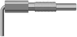 Vlier - 1/4-20 Thread, 0.8" Thread Length, 0.16" Plunger Diam, 0.5 Lb Init to 2.5 Lb Final End Force, Stainless Steel L Handle Plunger - 1-1/4" Body Length, 0.8" Length Under Head, 0.38" Plunger Projection - Apex Tool & Supply