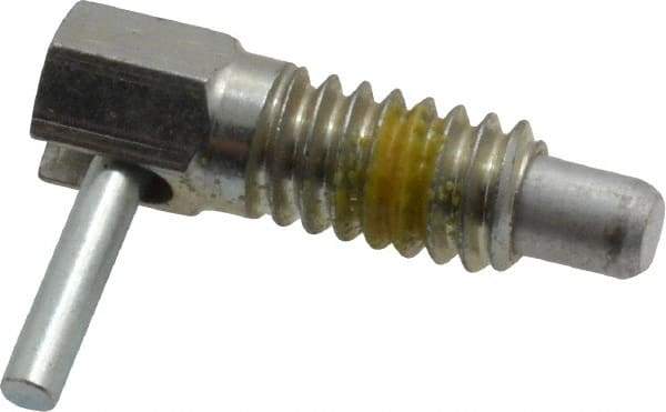 Vlier - 1/4-20, 1/2" Thread Length, 0.16" Plunger Diam, 0.12 Lb Init to 0.5 Lb Final End Force, Steel Locking L Handle Plunger - 3/4" Body Length, 1/2" Length Under Head, Locking Element, 0.2" Plunger Projection - Apex Tool & Supply