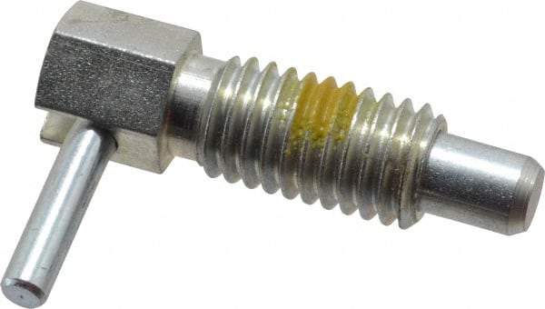 Vlier - 1/2-13, 0.85" Thread Length, 0.31" Plunger Diam, 0.5 Lb Init to 2 Lb Final End Force, Steel Locking L Handle Plunger - 1-1/2" Body Length, 1" Length Under Head, Locking Element, 0.4" Plunger Projection - Apex Tool & Supply
