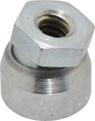Vlier - 1/4-20, 5/8" Pad Diam, Uncoated Bottom, Steel Toggle Pad - 5/16 Depth, 5/8" OAL, 1/2" Width Across Flats, Zinc Plated Gold Chromate, 15° Swivel Angle - Apex Tool & Supply